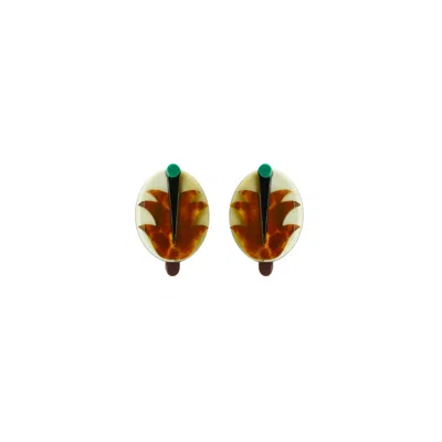 Gissa Bicalho Women's Neutrals Handmade Acrylic Earring Short Alecrim Cream In Multi
