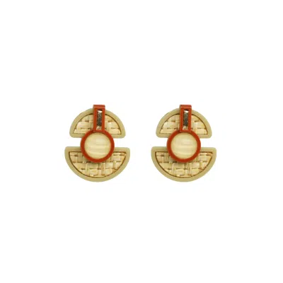 Gissa Bicalho Women's Neutrals Handmade Acrylic Earrings Four Moons Kahki