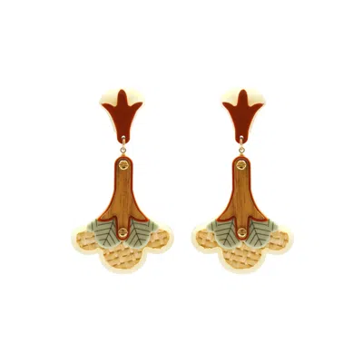 Gissa Bicalho Women's Neutrals Handmade Acrylic Earrings Ybyra Cream In Gold