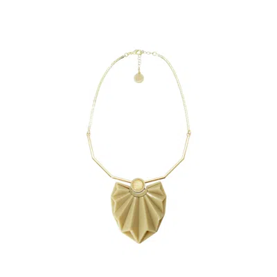 Gissa Bicalho Women's Neutrals Handmade Acrylic Necklace Choker Papyrus Kahki In Gold
