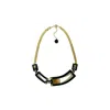 Gissa Bicalho Women's Neutrals Handmade Acrylic Necklace Deco Choker Rectangular Cut Stone Clay