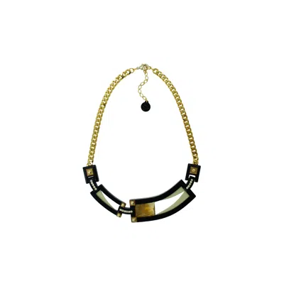 Gissa Bicalho Women's Neutrals Handmade Acrylic Necklace Deco Choker Rectangular Cut Stone Clay