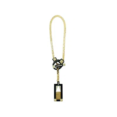 Gissa Bicalho Women's Neutrals Handmade Acrylic Necklace Deco T Closure Rectangular Cut Stone Clay In Yellow