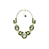 Gissa Bicalho Women's Neutrals Handmade Acrylic Necklace Plastron Oval Cut Stone Clay In Green