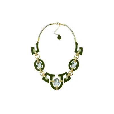 Gissa Bicalho Women's Neutrals Handmade Acrylic Necklace Plastron Oval Cut Stone Clay In Yellow