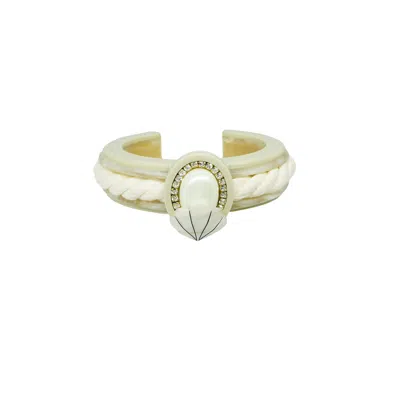Gissa Bicalho Women's Neutrals Handmade Bracelet Shell And Pearl Cord Clay