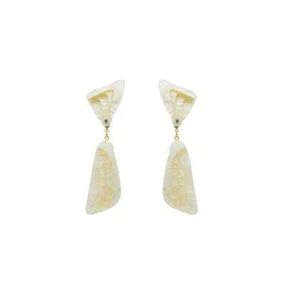 Gissa Bicalho Women's Neutrals Handmade Earring Gravel Nacre In Yellow