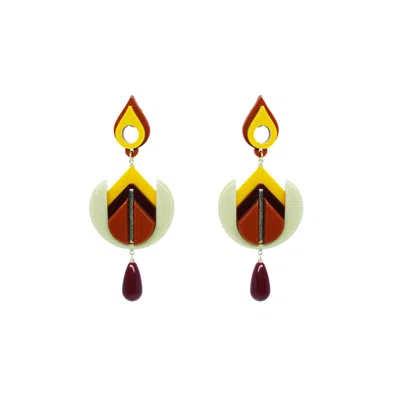 Gissa Bicalho Women's Neutrals Handmade Earring Iolanda Kahki In Yellow