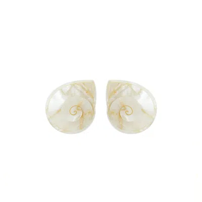 Gissa Bicalho Women's Neutrals Handmade Earring Spiral Shell Nacre In Yellow