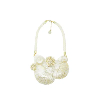 Gissa Bicalho Women's Neutrals Handmade Necklace Plastron Shells Nacre In Yellow