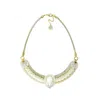 Gissa Bicalho Women's Neutrals Handmade Necklace  Shell And Pearl Cord Clay In Yellow