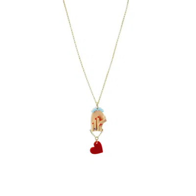 Gissa Bicalho Women's Orange Acrylic Handmade Necklace Pendant Mini Hand Pink