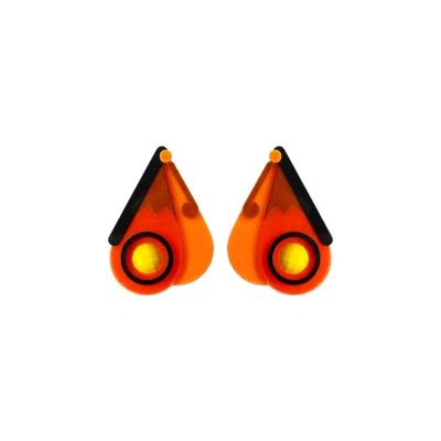 Gissa Bicalho Women's Orange / Black Handmade Acrylic Earring Short Butterfly Orange In Multi