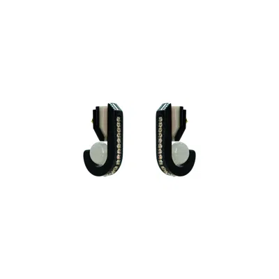 Gissa Bicalho Women's Orange / Black Handmade Acrylic Earring Short Orion With Pin - Nude In Multi