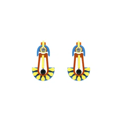 Gissa Bicalho Women's Orange Handmade Acrylic Earring Dandelion - Yellow