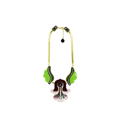 Gissa Bicalho Women's Orange Handmade Acrylic Necklace Flamboyant Pink