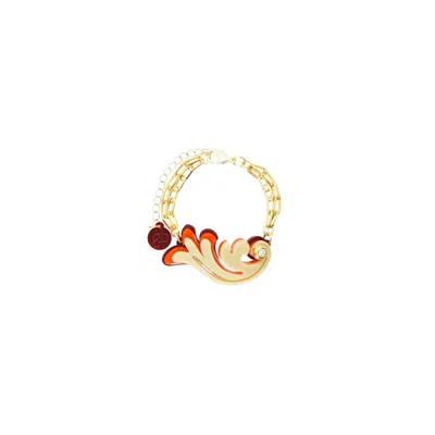 Gissa Bicalho Women's Pink Acrylic Handmade Bracelet Rosebush Kahki