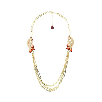 Gissa Bicalho Women's Pink Acrylic Handmade Necklace Rosebush Kahki