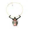 Gissa Bicalho Women's Pink / Black Handmade Acrylic Necklace Scarab Embroidered Candy Pink In Gold