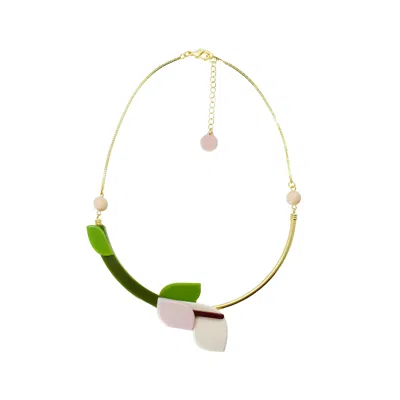 Gissa Bicalho Women's Pink Handmade Acrylic Necklace Choker Anthurium / Nude