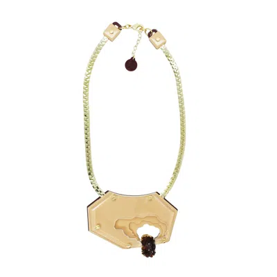 Gissa Bicalho Women's Pink Handmade Acrylic Necklace Short Relief Rose