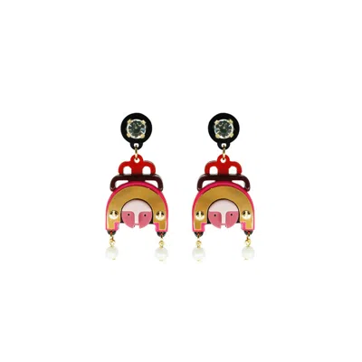 Gissa Bicalho Women's Pink / Purple Acrylic Handmade Earring Ixchel / Pink In Multi