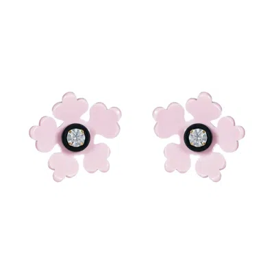Gissa Bicalho Women's Pink / Purple Acrylic Handmade Earring Kit Flower - Pink & Purple
