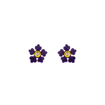 Gissa Bicalho Women's Pink / Purple Acrylic Handmade Earring Kit Flower Burgundy