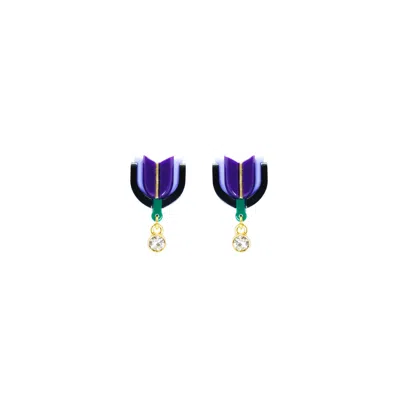 Gissa Bicalho Women's Pink / Purple Acrylic Handmade Earring S Alamanda Aubergine In Multi
