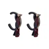 Gissa Bicalho Women's Pink / Purple / Black Handmade Acrylic Earrings Hoops Birds Burgundy
