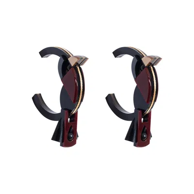 Gissa Bicalho Women's Pink / Purple / Black Handmade Acrylic Earrings Hoops Birds Burgundy In Multi
