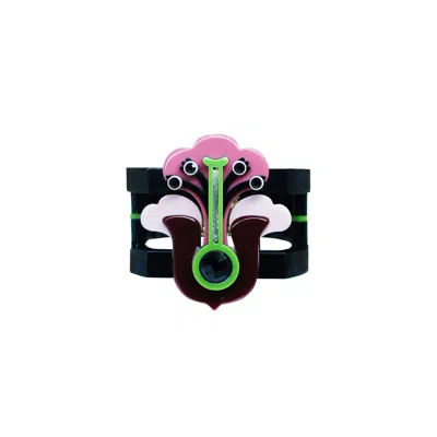 Gissa Bicalho Women's Pink / Purple Handmade Acrylic Bracelet Flamboyant Pink In Green