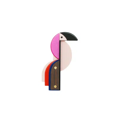 Gissa Bicalho Women's Pink / Purple Handmade Acrylic Brooch Toucan Pink