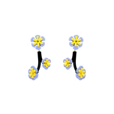 Gissa Bicalho Women's Pink / Purple Handmade Acrylic Earring Branch Daisies Lavender