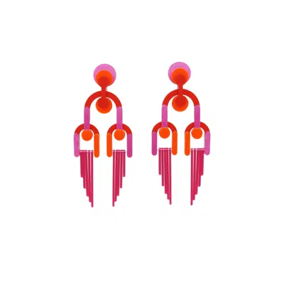 Gissa Bicalho Women's Pink / Purple Handmade Acrylic Earring Cladogram Pink In Multi