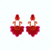 Gissa Bicalho Women's Pink / Purple Handmade Acrylic Earring Long Daisy Pink
