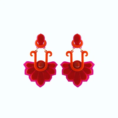 Gissa Bicalho Women's Pink / Purple Handmade Acrylic Earring Long Daisy Pink