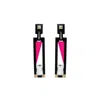Gissa Bicalho Women's Pink / Purple Handmade Acrylic Earring Long Deco Rectangular Cut Stone Pink In Black