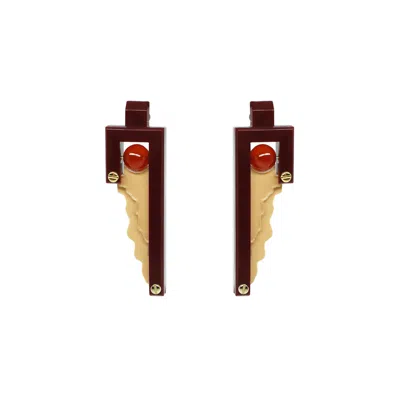 Gissa Bicalho Women's Pink / Purple Handmade Acrylic Earring Long Relief In Gold