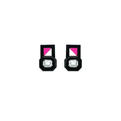 Gissa Bicalho Women's Pink / Purple Handmade Acrylic Earring P Deco Octogonal Cut Stone Pink In Multi