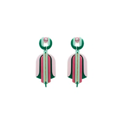 Gissa Bicalho Women's Pink / Purple Handmade Acrylic Earring Protea - Pink & Purple In Multi