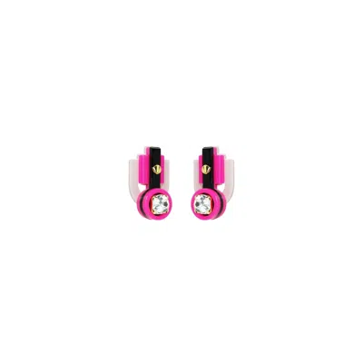 Gissa Bicalho Women's Pink / Purple Handmade Acrylic Earring S Stone Rhinestones Pink In Multi