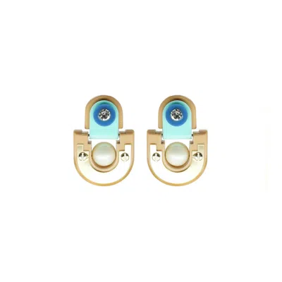 Gissa Bicalho Women's Pink / Purple Handmade Acrylic Earring Short Tikal - Pink & Purple In Gold