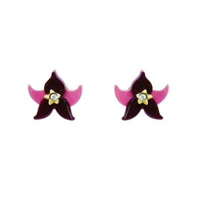 Gissa Bicalho Women's Pink / Purple Handmade Acrylic Earring Siris Pink In Multi