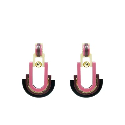 Gissa Bicalho Women's Pink / Purple Handmade Earring Acrylic Craft Verner / Antique Rose In Multi