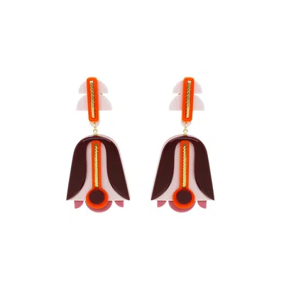 Gissa Bicalho Women's Pink / Purple Handmade Earring Glory Orange