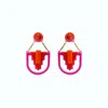 Gissa Bicalho Women's Pink / Purple / Red Handmade Acrylic Earring Arrow Deco Red In Multi