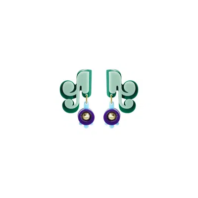 Gissa Bicalho Women's Purple / Green Handmade Acrylic Earring Cassis Purple In Multi