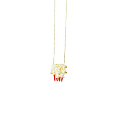 Gissa Bicalho Women's Red / White Acrylic Handmade Necklace Pop Up White In Multi