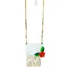 Gissa Bicalho Women's White Handmade Acrylic Necklace Envelope And Flower U In Multi
